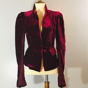 BCBG MAXAZRIA, red velvet blazer